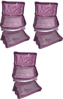 

Sarohi Pack of 3 Necklace 5 Slot Pouches Bag Jewellery Vanity Box jewellery case Vanity Box Pouch Vanity Box(Purple)