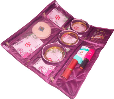 

Sarohi Satin Bangle Jewellery Makeup Beauty Kit Storage Pouch Vanity Box(Purple)