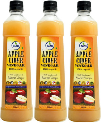 

N2B 100% Organic Raw, Unpasteurized & Unfiltered Apple Cider Vinegar (Pack of 3) - With Stand of Mother Vinegar(750 ml, Pack of 3)