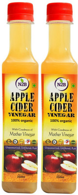 

N2B 100% Organic Raw, Unpasteurized & Unfiltered Apple Cider Vinegar (Pack of 2)- With Stand of Mother Vinegar(250 ml, Pack of 2)