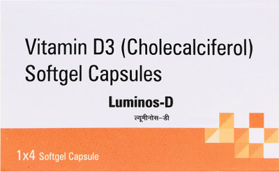 

LUMINOS-D (Vitamin D3 - Cholecalciferol) 60000 IU - 20 Capsules, Once A Week(20 No)
