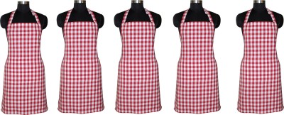 AIRWILL Cotton Home Use Apron - Free Size(Red, White, Pack of 5)