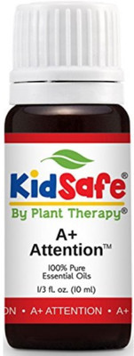 

Plant Therapy KidSafe A+ Attention Synergy Essential Oil Blend. Blend of: Petitgrain, Bergamot, Cedarwood Atlas, Grapefruit, Lavender and Vetiver. 10 ml (1/3 oz).(10 ml)