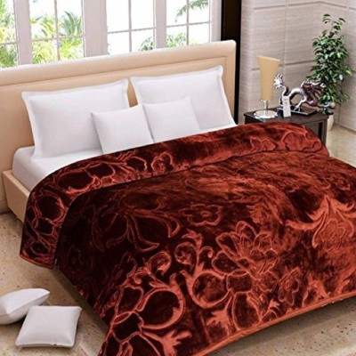 Changers Floral Double Mink Blanket for  Heavy Winter(Microfiber, Brown)