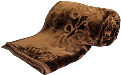 Changers Floral, Solid Double Mink Blanket for  Mild Winter(Microfiber, Brown)