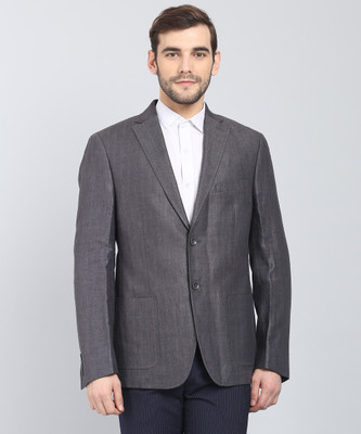 DKNY Self Design Single Breasted Casual Men Blazer(Grey)