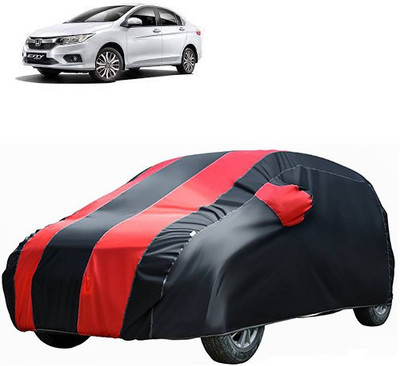 A+ RAIN PROOF Car Cover For Honda City ZX (Without Mirror Pockets)(Red, Black)