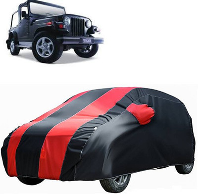 A+ RAIN PROOF Car Cover For Mahindra Thar (Without Mirror Pockets)(Red, Black)