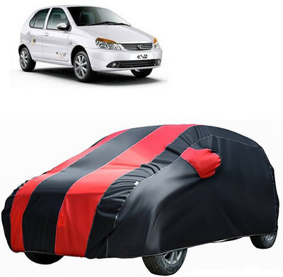 A+ RAIN PROOF Car Cover For Tata Indica eV2 (Without Mirror Pockets)(Red, Black)