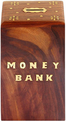 

rjd_traders Handicrafted Wooden Money Bank - Large Piggy Bank - Dolphin Home Decor - Coin Box for Kids & Adult Gifts Coin Bank(Brown)