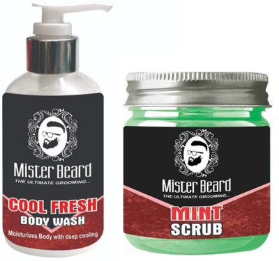 

MISTER BEARD Cool Fresh Body Wash 200ml WITH Mint Scrub 100gm(Set of 2)