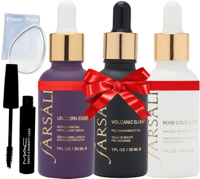 

power point Silicon Puff&Farsali Unicorn Essence&Volcanic Elixir&Rose Gold Elixir&Mac Haute And Naughty Mascara(Set of 5)