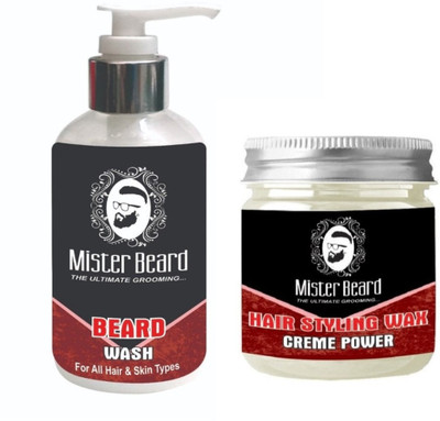 

MISTER BEARD Beard Wash 200ml WITH Hair Styling Wax 100gm(Set of 2)