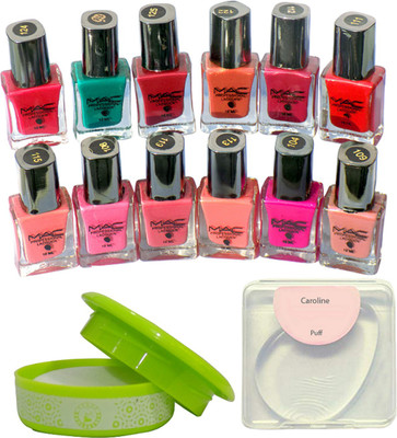 

caroline Silicon Puff, Mac Nail Paint (set of 12) & Nail Paint Remover(Set of 14)