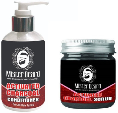 MISTER BEARD Charcoal Conditioner 200ml WITH Charcoal Scrub 100gm(Set of 2)