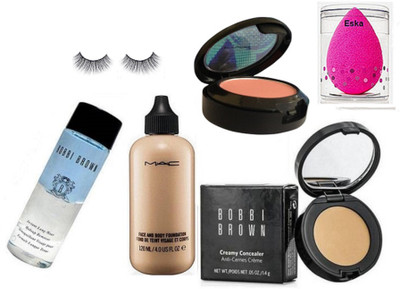 

eska Sponge puff, eyelashes, MAC face & body foundation & blusher & BOBBI BROWN compact & makeup remover(Set of 6)