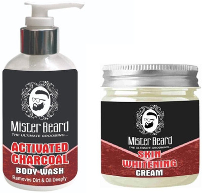 

MISTER BEARD Charcoal Body Wash 200ml WITH Skin Whitening Cream 100gm(Set of 2)