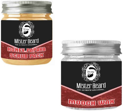 

MISTER BEARD Honey Papaya Scrub Pack 100gm WITH Mooch Wax 100gm(Set of 2)