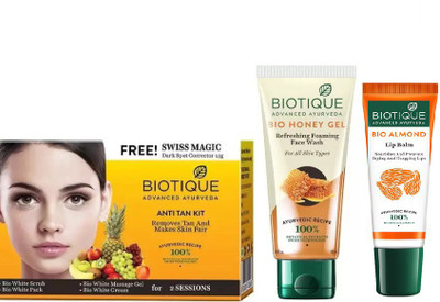 

BIOTIQUE BIO Honey Oil Refreshing Foaming Face Wash, Bio Anti Tan Facial Kit, LIP CARE(Set of 3)