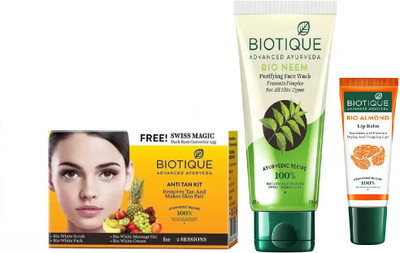 

BIOTIQUE BIO Anti Tan Facial Kit, Bio Neem Purifying Face Wash For All Skin Types , LIP CARE(Set of 3)