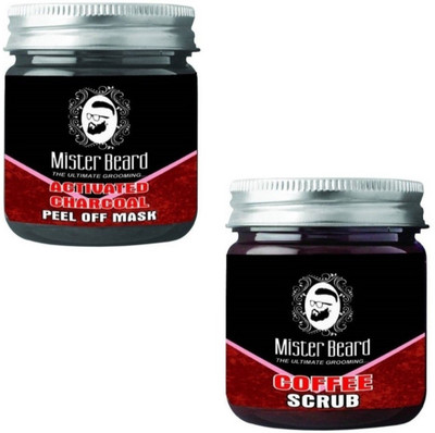 

MISTER BEARD Charcoal Peel of Mask 100gm WITH Coffee Scrub 100gm(Set of 2)