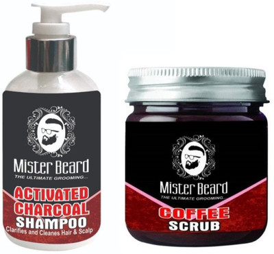 

MISTER BEARD Charcoal Shampoo 200ml WITH Coffee Scrub 100gm(Set of 2)