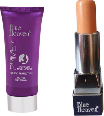 

Blue Heaven Oil Free Long Lasting Studio Perfection Primer - 30 g (Transparent) with UHD Makeup Stick-3 waterproof conceler (set of 2)(Set of 2)