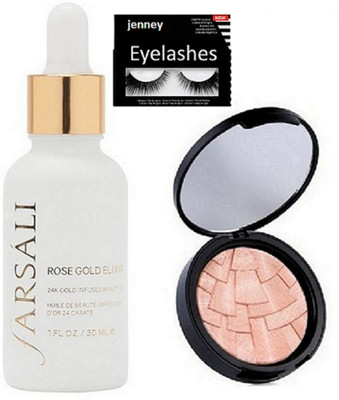 

jenney Eyelashes& Illuminater&Farsali Rose Gold Elixir Serum(Set of 3)