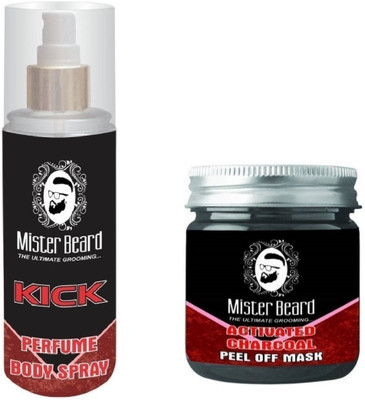 

MISTER BEARD Kick Perfume Body Spray 200ml WITH Charcoal Peel of Mask 100gm(Set of 2)