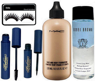 

eska Eyelashes & Face & Body Foundation, Liquid Eyeliner,Mascara, Long Wear Makeup Remover(Set of 5)