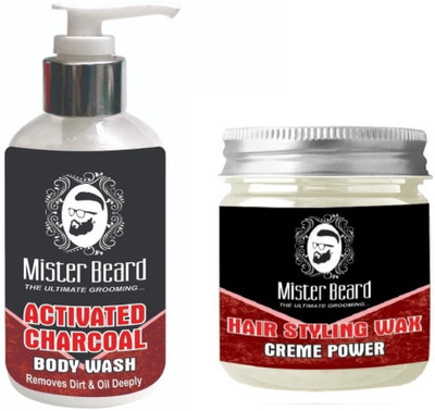 

MISTER BEARD Charcoal Body Wash 200ml WITH Hair Styling Wax 100gm(Set of 2)