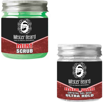 

MISTER BEARD Mint Scrub 100gm WITH Hair Wax Ultra Hold 100g(Set of 2)