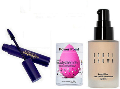 

power point Sponge puff, Liquid Mascara & Bobbi Brown foundation(Set of 3)