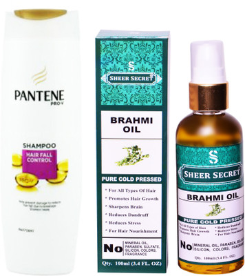 

SHEER SECRET BRAHMI OIL 100ML (PURE COLD PRESSED) and PANTENE HAIR FALL CONTROL SHAMPOO 340 ML(Set of 2)