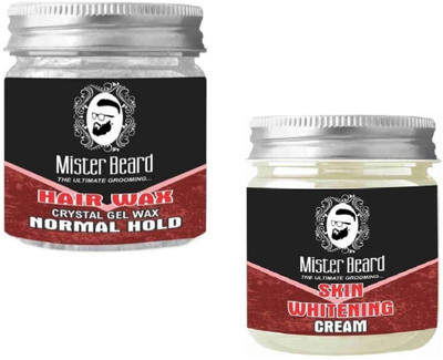 

MISTER BEARD Hair Wax Normal Hold 100gm WITH Skin Whitening Cream 100gm(Set of 2)