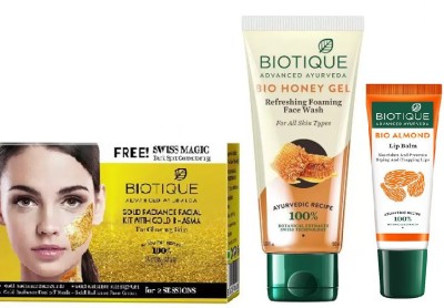 

BIOTIQUE BIO oney Oil Refreshing Foaming Face Wash, Gold Radiance Facial Kit(Set of 3)