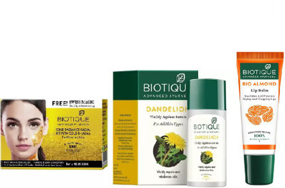 

BIOTIQUE BIO Gold Radiance Facial Kit, Bio Dandelion Ageless Lightening Serum , LIP CARE(Set of 3)