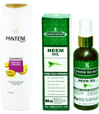 

SHEER SECRET NEEM OIL 100ML (PURE COLD PRESSED) and PANTENE HAIR FALL CONTROL SHAMPOO 340 ML(Set of 2)