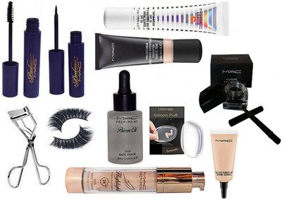 

Ultimate Silicon Puff&Mac Padma Eyeliner,Mascara,Prolongwear Foundation,Lightful C Tinted Cream,Prep+Prime Primer,Highlighter,Eyeyelashes,Curler,Select Cover Up Cache Cernes&Gel Fluid Line Gel Eyeliner(Set of 11)