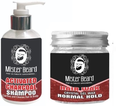 

MISTER BEARD Charcoal Shampoo 200ml WITH Normal Hold Hair Wax 100gm(Set of 2)