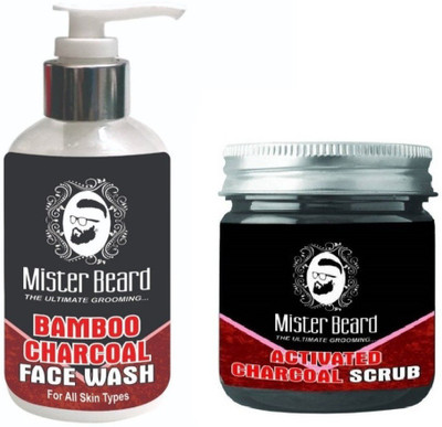 

MISTER BEARD Bamboo Charcoal Face Wash 200ml WITH Charcoal Scrub 100gm(Set of 2)