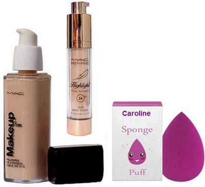 

caroline Sponge puff, makeup pro long wear foundation & Pearl Radiance Highlight(Set of 3)