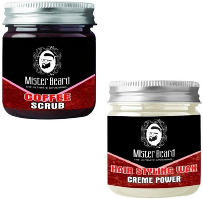 

MISTER BEARD Coffee Scrub 100gm WITH Hair Styling Wax 100gm(Set of 2)