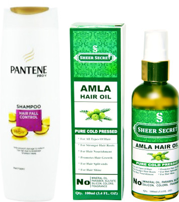 

SHEER SECRET AMLA HAIR OIL 100ML (PURE COLD PRESSED) and PANTENE HAIR FALL CONTROL SHAMPOO 340 ML(Set of 2)