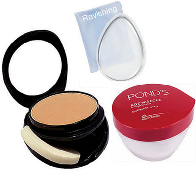 

ravishing puff , Mac Two way Compact, Ponds Age Miracle Wrinkle Corrector Cream(Set of 3)
