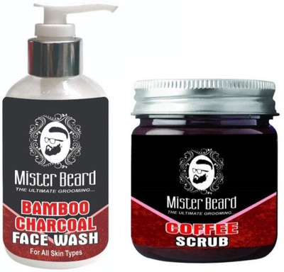 

MISTER BEARD Bamboo Charcoal Face Wash 200ml WITH Coffee Scrub 100gm(Set of 2)