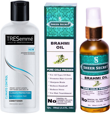 

SHEER SECRET BRAHMI OIL 100ML (PURE COLD PRESSED) and TRESEMME 190 ML CLIMATE CONTROL CONDITIONER(Set of 2)
