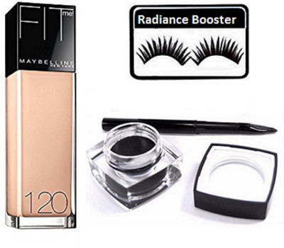 

radiance booster Eyelashes & Mac Fluidline Gel Eyeliner & Maybelline Fit Me Foundation(Set of 3)