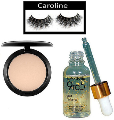 

caroline Eyelashes, Mac Studio Fix Compact, 9to5 Gold Radiance Face Serum(Set of 3)