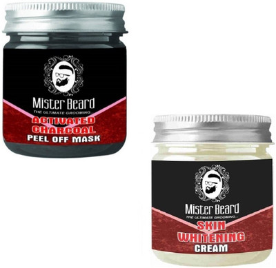 

MISTER BEARD Charcoal Peel of Mask 100gm WITH Skin Whitening Cream 100gm(Set of 2)
